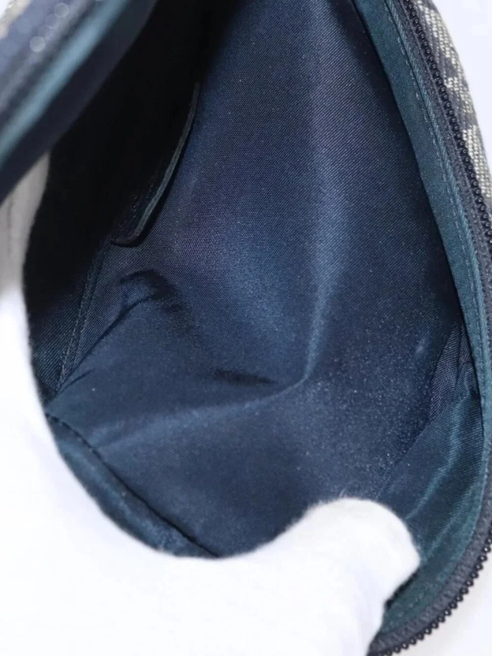 Christian Dior Trotter Canvas Saddle Pouch Navy Gold Auth 157216 - Picture 12 of 16